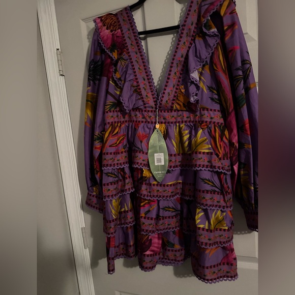 Farm Rio Purple Flower Mini Dress - Picture 3 of 3